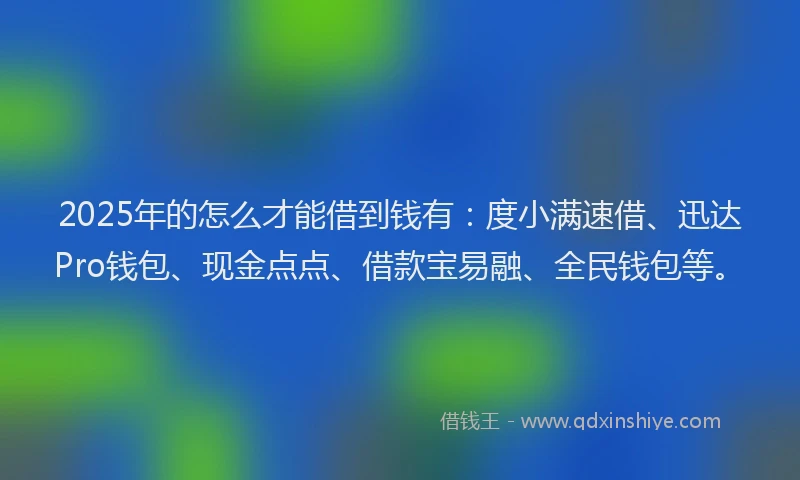 2025年的怎么才能借到钱有：度小满速借、迅达Pro钱包、现金点点、借款宝易融、全民钱包等。