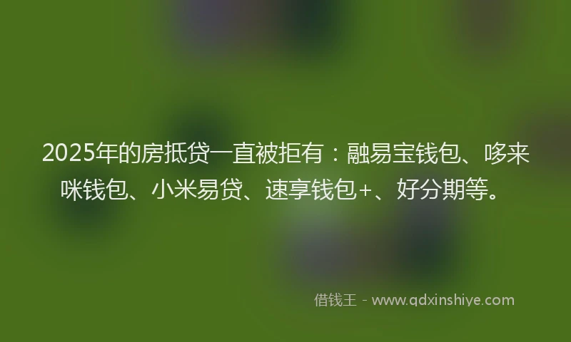 2025年的房抵贷一直被拒有：融易宝钱包、哆来咪钱包、小米易贷、速享钱包+、好分期等。