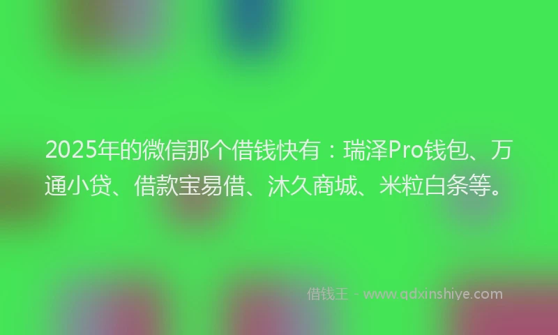 2025年的微信那个借钱快有：瑞泽Pro钱包、万通小贷、借款宝易借、沐久商城、米粒白条等。