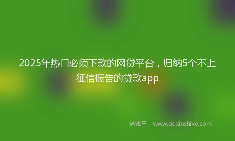 2025年热门必须下款的网贷平台，归纳5个不上征信报告的贷款app