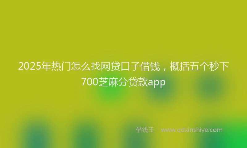 2025年热门怎么找网贷口子借钱，概括五个秒下700芝麻分贷款app