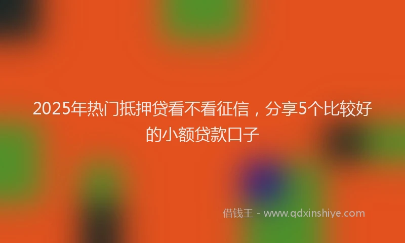 2025年热门抵押贷看不看征信，分享5个比较好的小额贷款口子