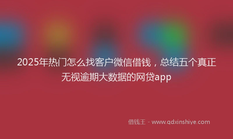 2025年热门怎么找客户微信借钱，总结五个真正无视逾期大数据的网贷app
