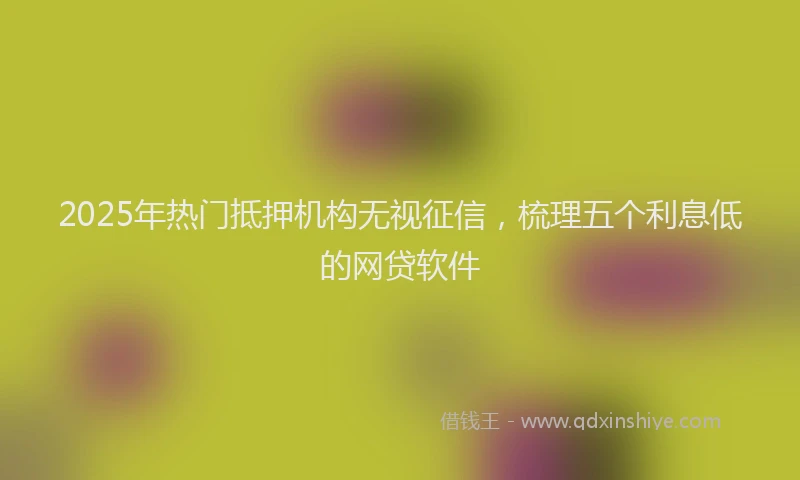 2025年热门抵押机构无视征信，梳理五个利息低的网贷软件