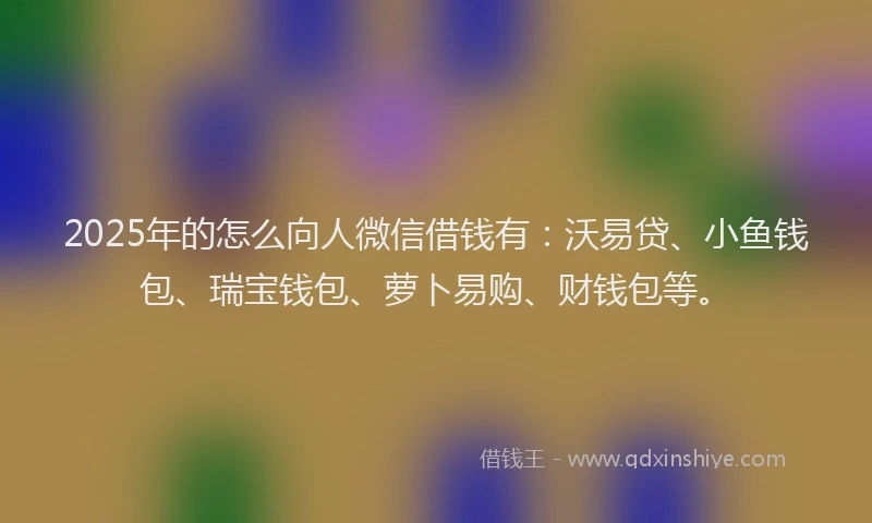 2025年的怎么向人微信借钱有：沃易贷、小鱼钱包、瑞宝钱包、萝卜易购、财钱包等。
