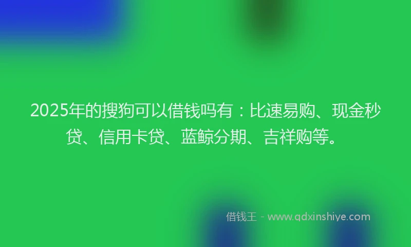 2025年的搜狗可以借钱吗有：比速易购、现金秒贷、信用卡贷、蓝鲸分期、吉祥购等。