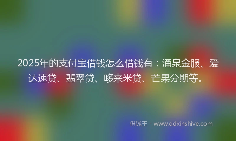 2025年的支付宝借钱怎么借钱有：涌泉金服、爱达速贷、翡翠贷、哆来米贷、芒果分期等。