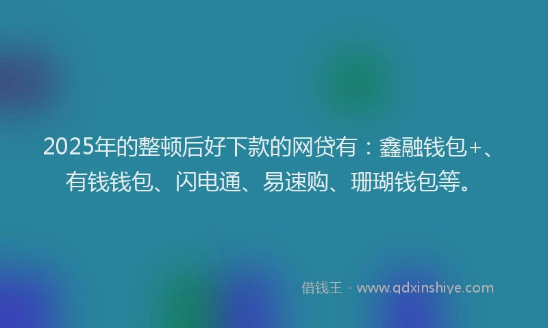 2025年的整顿后好下款的网贷有：鑫融钱包+、有钱钱包、闪电通、易速购、珊瑚钱包等。