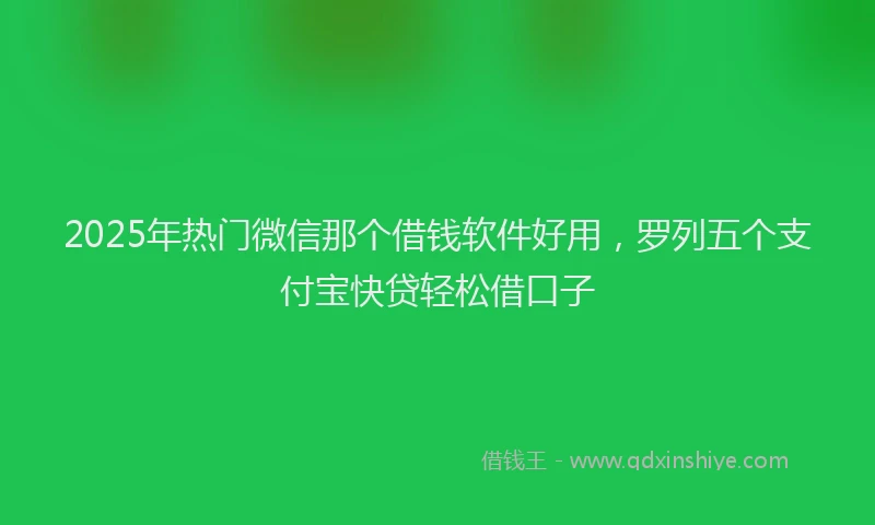 2025年热门微信那个借钱软件好用，罗列五个支付宝快贷轻松借口子