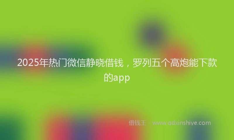 2025年热门微信静晓借钱，罗列五个高炮能下款的app