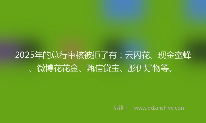 2025年的总行审核被拒了有：云闪花、现金蜜蜂、微博花花金、甄信贷宝、彤伊好物等。