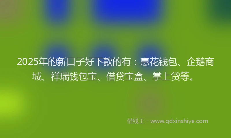 2025年的新口子好下款的有：惠花钱包、企鹅商城、祥瑞钱包宝、借贷宝盒、掌上贷等。