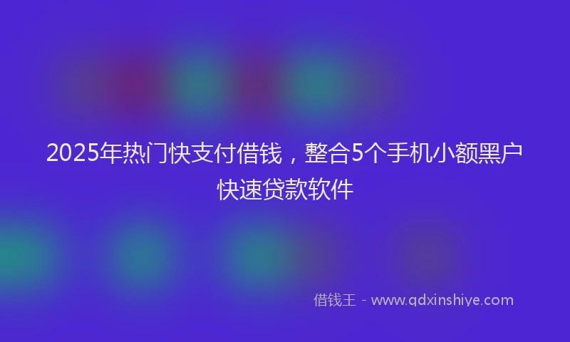2025年热门快支付借钱，整合5个手机小额黑户快速贷款软件