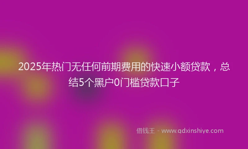 2025年热门无任何前期费用的快速小额贷款，总结5个黑户0门槛贷款口子