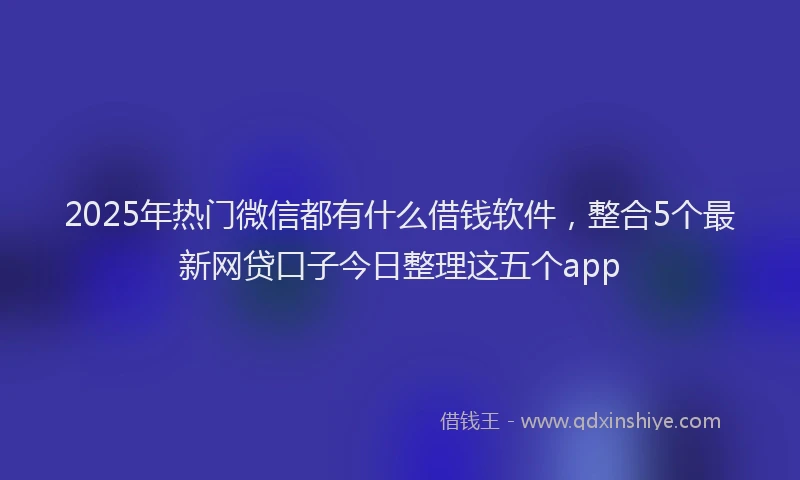 2025年热门微信都有什么借钱软件，整合5个最新网贷口子今日整理这五个app
