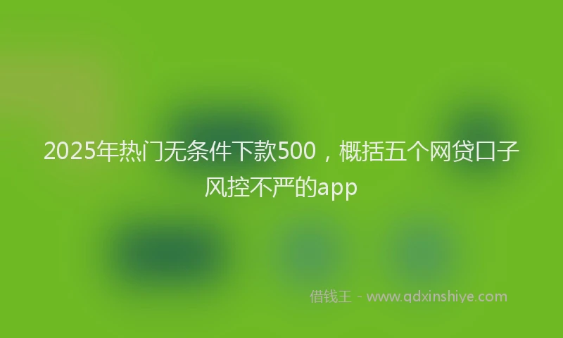 2025年热门无条件下款500，概括五个网贷口子风控不严的app