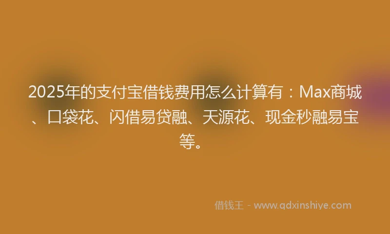 2025年的支付宝借钱费用怎么计算有：Max商城、口袋花、闪借易贷融、天源花、现金秒融易宝等。