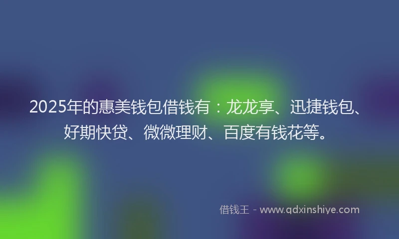 2025年的惠美钱包借钱有：龙龙享、迅捷钱包、好期快贷、微微理财、百度有钱花等。