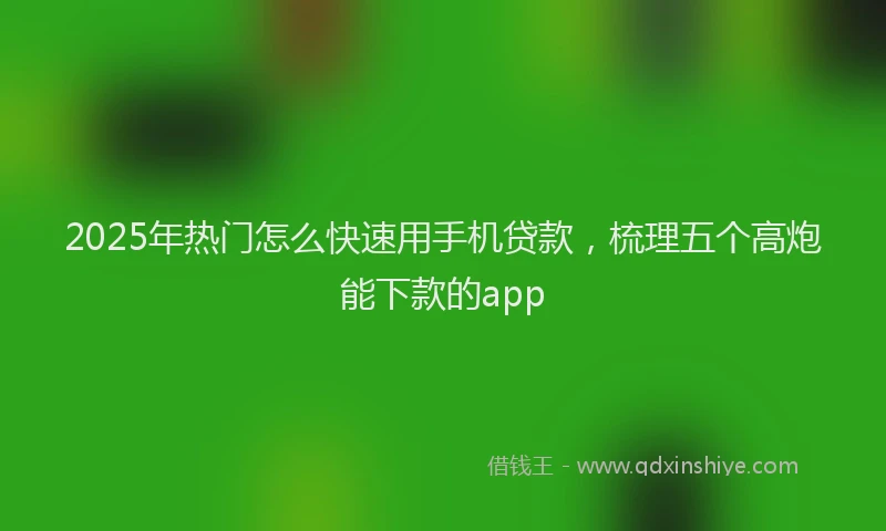 2025年热门怎么快速用手机贷款，梳理五个高炮能下款的app