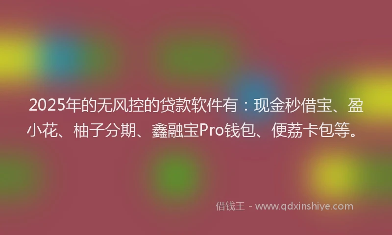 2025年的无风控的贷款软件有：现金秒借宝、盈小花、柚子分期、鑫融宝Pro钱包、便荔卡包等。