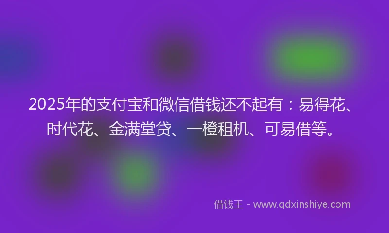 2025年的支付宝和微信借钱还不起有：易得花、时代花、金满堂贷、一橙租机、可易借等。