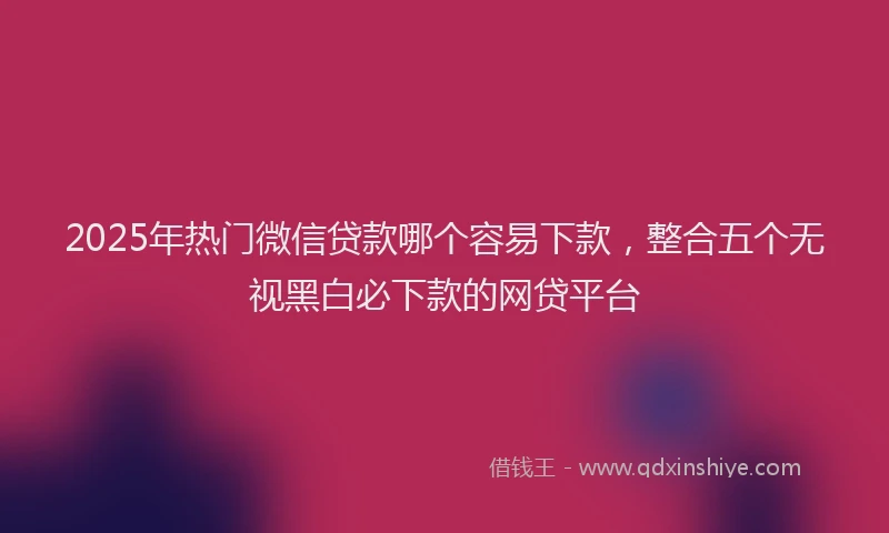 2025年热门微信贷款哪个容易下款，整合五个无视黑白必下款的网贷平台