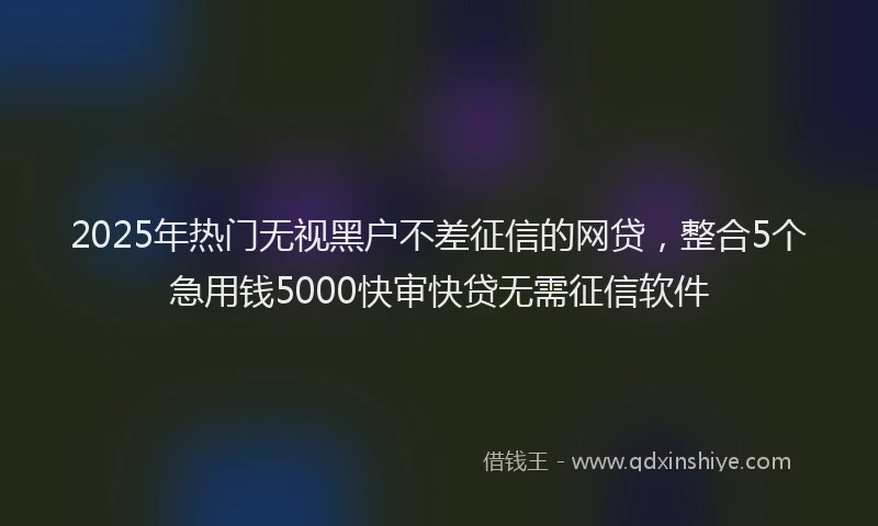 2025年热门无视黑户不差征信的网贷，整合5个急用钱5000快审快贷无需征信软件