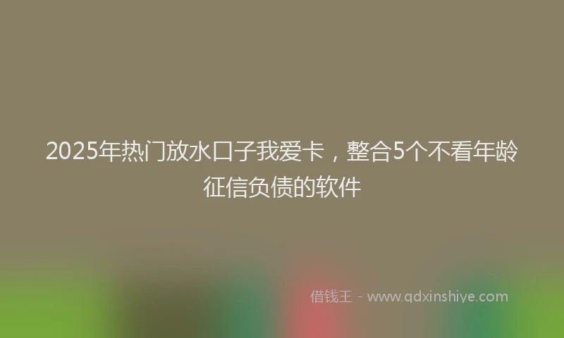 2025年热门放水口子我爱卡，整合5个不看年龄征信负债的软件