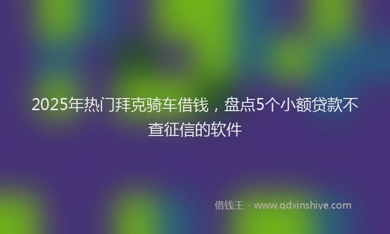 2025年热门拜克骑车借钱，盘点5个小额贷款不查征信的软件