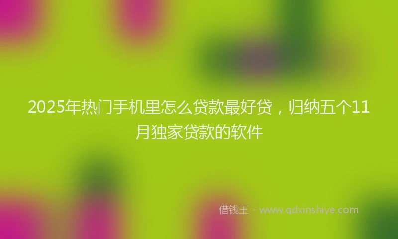 2025年热门手机里怎么贷款最好贷，归纳五个11月独家贷款的软件