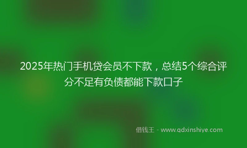 2025年热门手机贷会员不下款，总结5个综合评分不足有负债都能下款口子