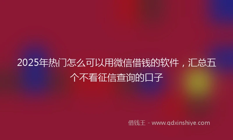2025年热门怎么可以用微信借钱的软件，汇总五个不看征信查询的口子