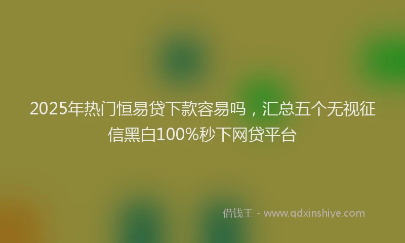 2025年热门恒易贷下款容易吗，汇总五个无视征信黑白100%秒下网贷平台
