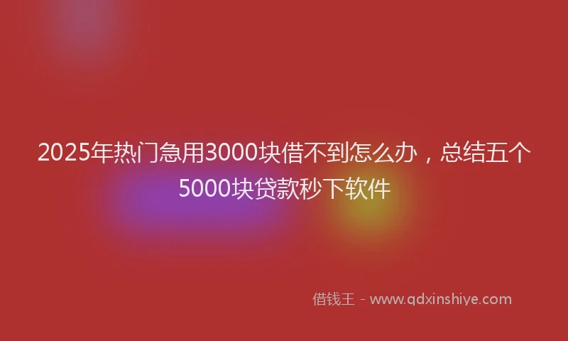 2025年热门急用3000块借不到怎么办，总结五个5000块贷款秒下软件