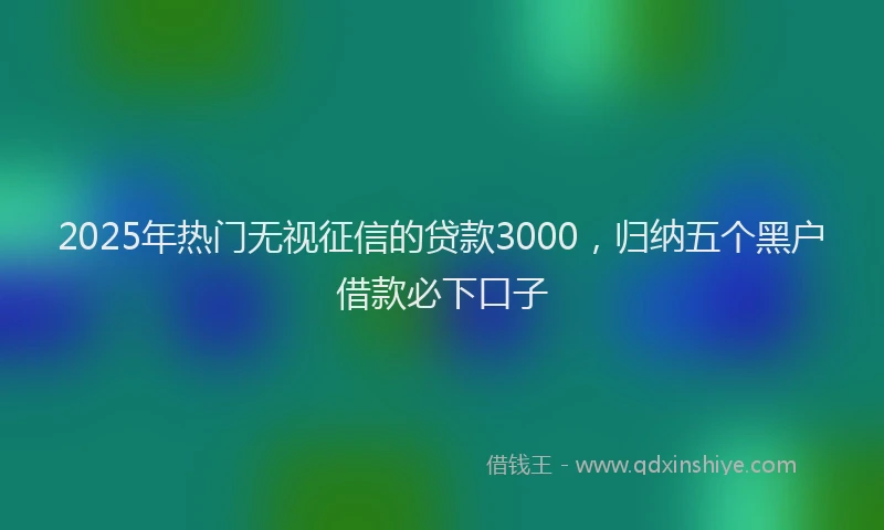 2025年热门无视征信的贷款3000，归纳五个黑户借款必下口子