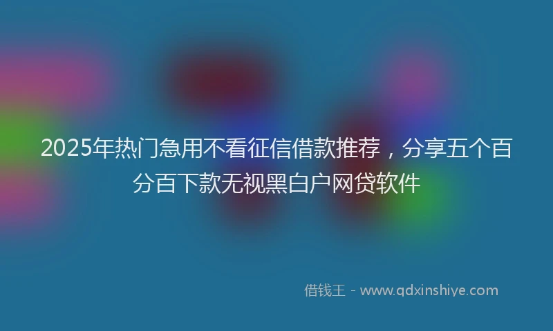 2025年热门急用不看征信借款推荐，分享五个百分百下款无视黑白户网贷软件