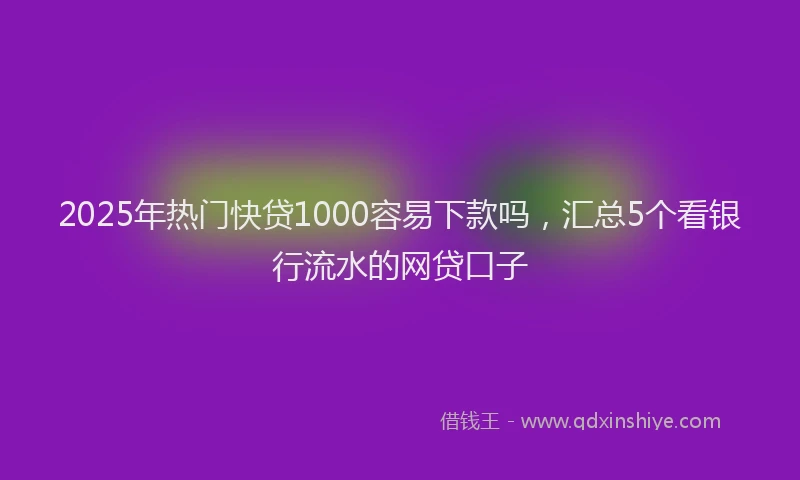 2025年热门快贷1000容易下款吗，汇总5个看银行流水的网贷口子
