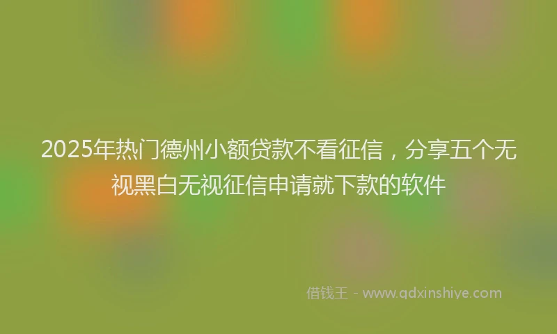 2025年热门德州小额贷款不看征信，分享五个无视黑白无视征信申请就下款的软件