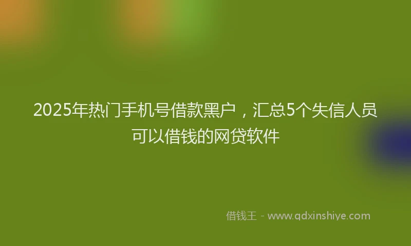 2025年热门手机号借款黑户，汇总5个失信人员可以借钱的网贷软件