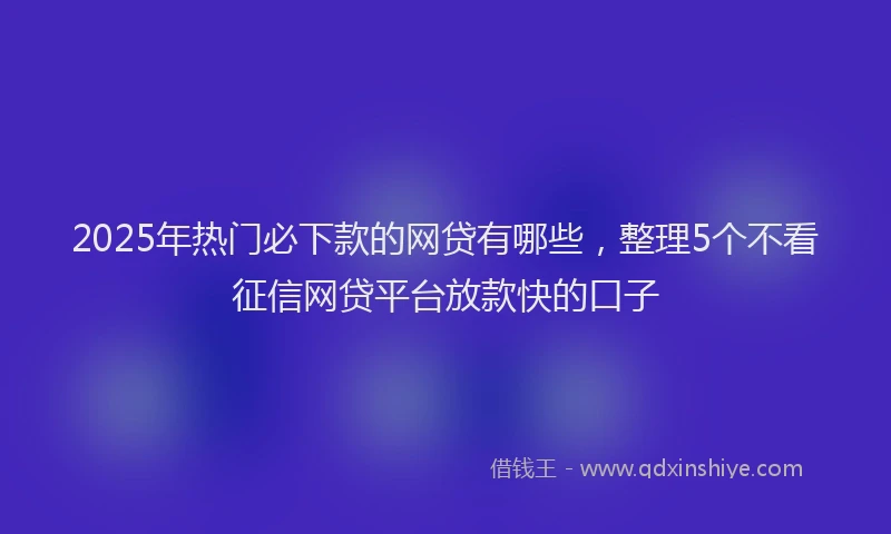 2025年热门必下款的网贷有哪些，整理5个不看征信网贷平台放款快的口子