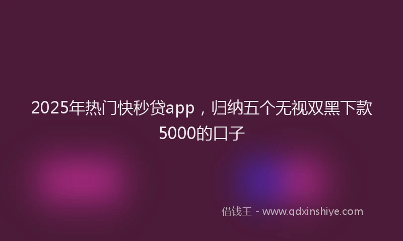 2025年热门快秒贷app，归纳五个无视双黑下款5000的口子