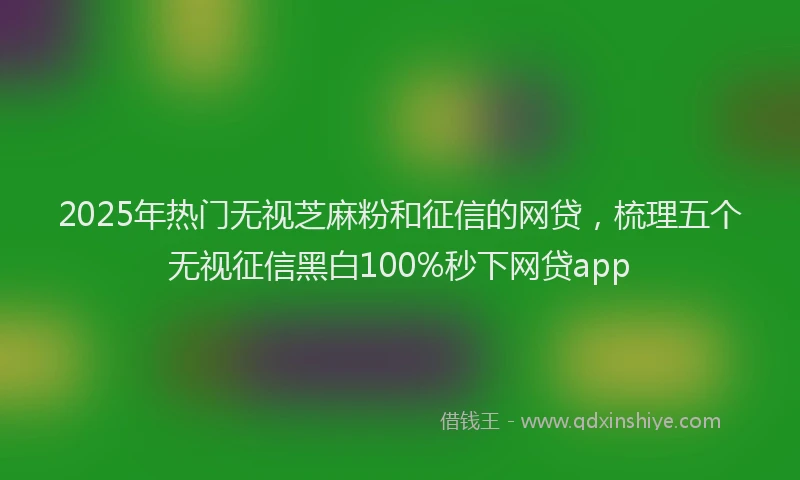 2025年热门无视芝麻粉和征信的网贷，梳理五个无视征信黑白100%秒下网贷app
