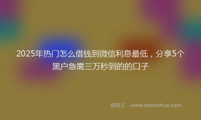2025年热门怎么借钱到微信利息最低，分享5个黑户急需三万秒到的的口子