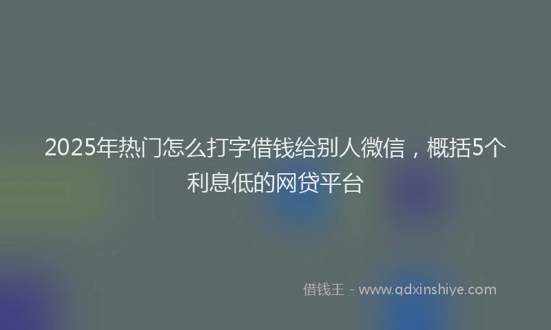 2025年热门怎么打字借钱给别人微信，概括5个利息低的网贷平台