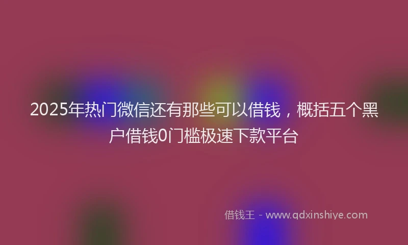 2025年热门微信还有那些可以借钱，概括五个黑户借钱0门槛极速下款平台