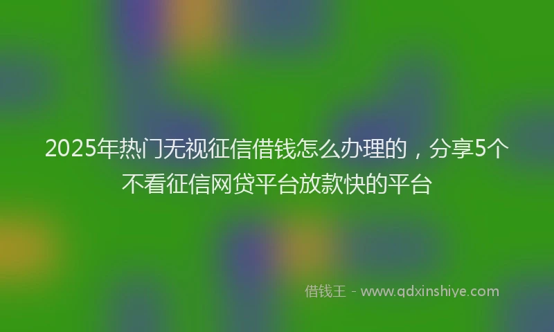 2025年热门无视征信借钱怎么办理的，分享5个不看征信网贷平台放款快的平台