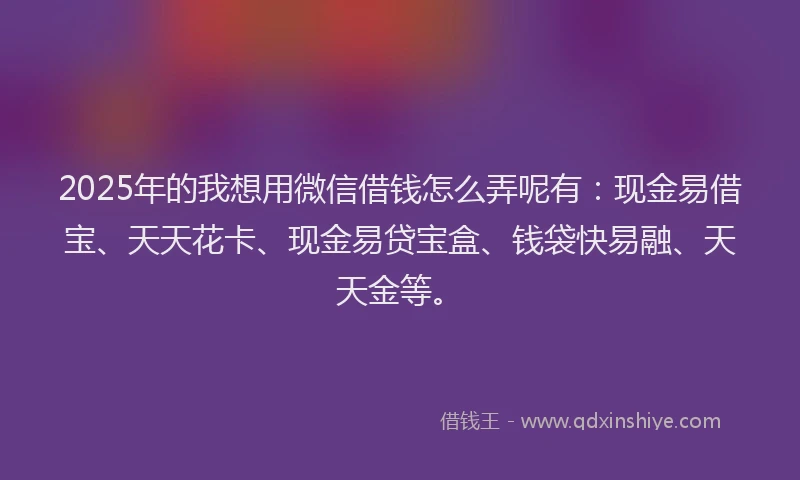 2025年的我想用微信借钱怎么弄呢有：现金易借宝、天天花卡、现金易贷宝盒、钱袋快易融、天天金等。