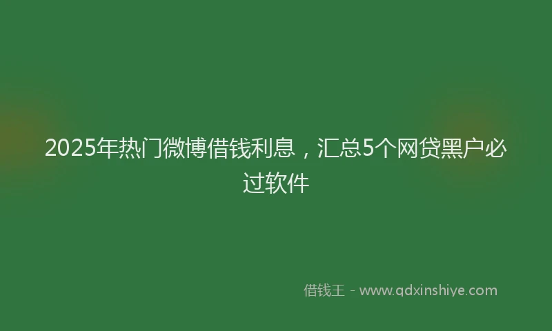 2025年热门微博借钱利息，汇总5个网贷黑户必过软件