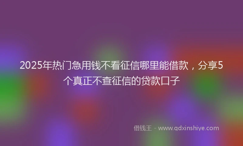 2025年热门急用钱不看征信哪里能借款，分享5个真正不查征信的贷款口子