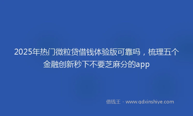 2025年热门微粒贷借钱体验版可靠吗，梳理五个金融创新秒下不要芝麻分的app